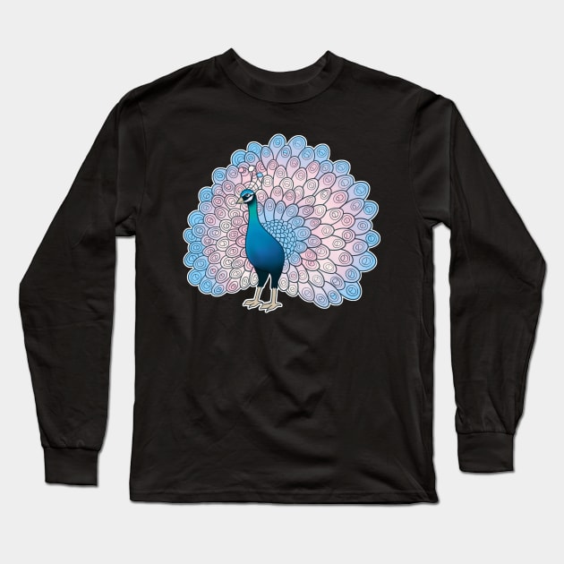 Transgender Pride Peacock Long Sleeve T-Shirt by celestialuka